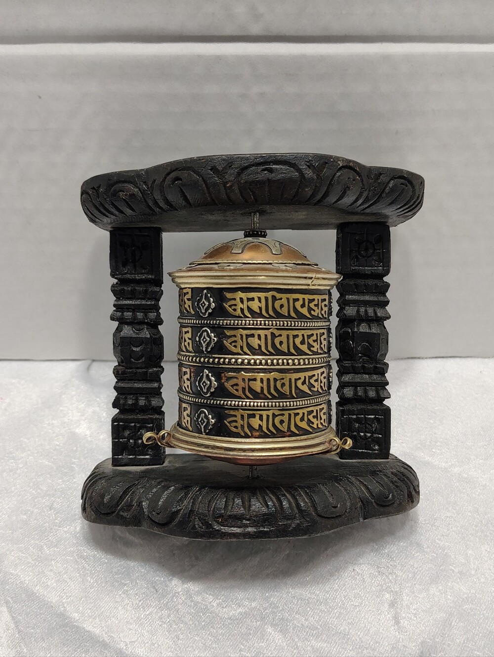 Tabletop Tibetan Prayer Spinning Wheel The Sacred "Om Mani Padme Hum Mantra